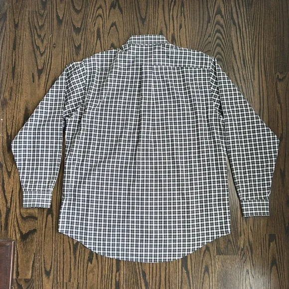 Vintage Brooks Brothers 90s Navy Plaid Button-Down Dress Casual Shirt Men Large - Picture 10 of 10